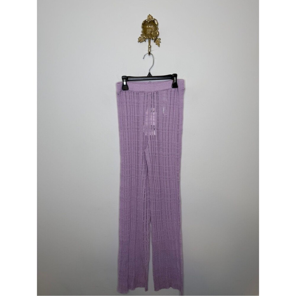 Zara Ribbed Semi-Sheer Straight Leg Knit Pants S